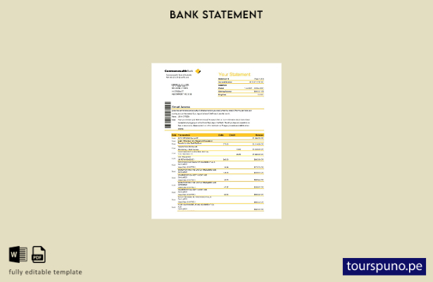 lista para imprimir plantilla de extracto del Commonwealth Bank de Australia